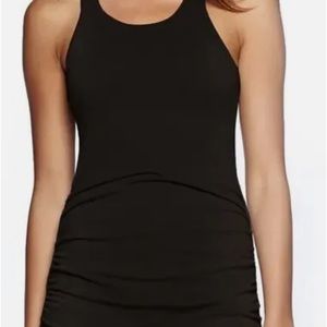 Michael star brand black ruched jersey dress